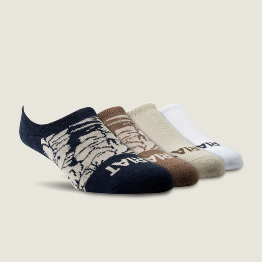 Ariat Men Hilo No Slip No Show Sock 4 Pair Multi Color Pack