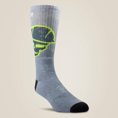 Ariat Men|Women Roughneck Graphic Crew Work Sock 2 Pair Multi Color Pack