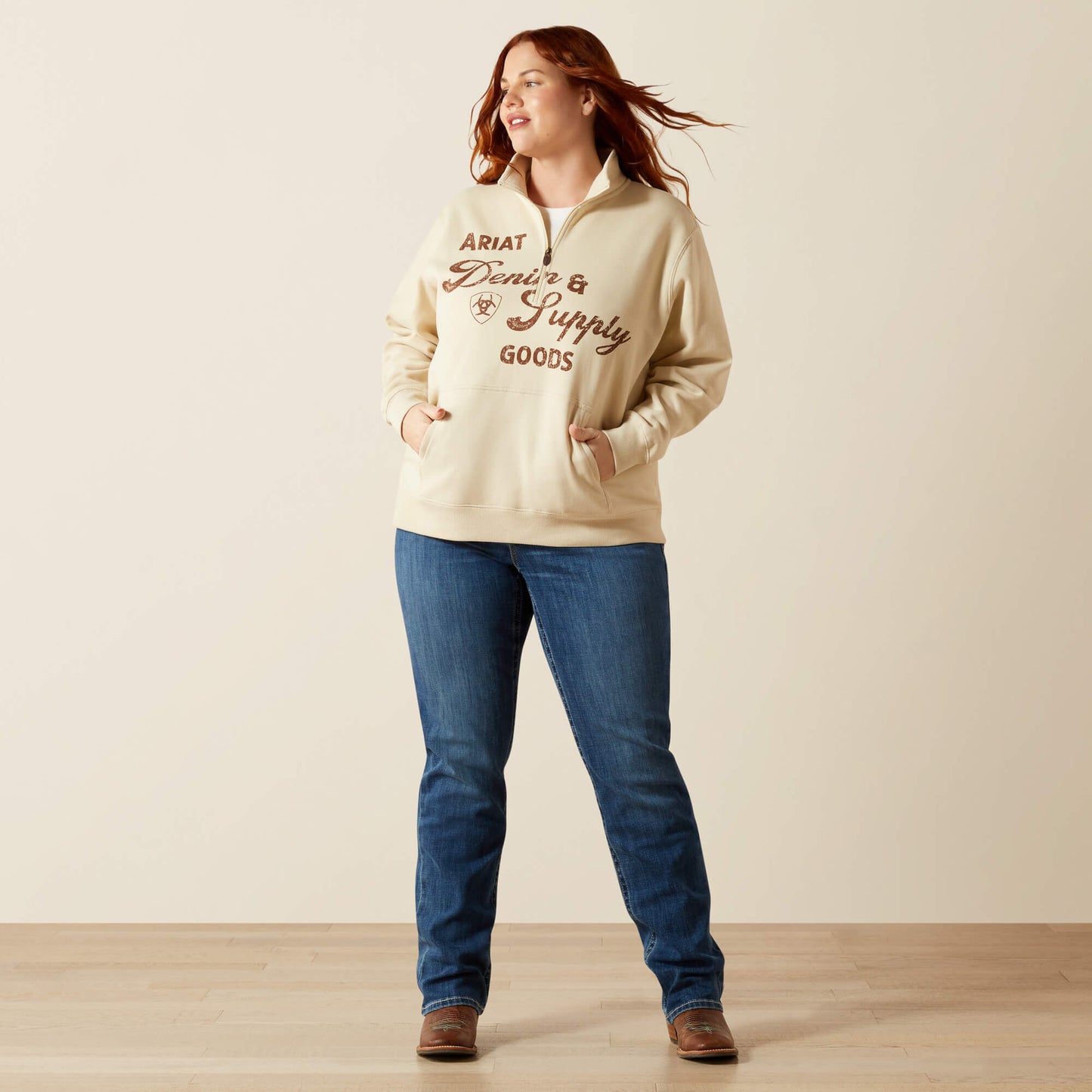 Ariat Women Denim and Supply 1/2 Zip Sweatshirt