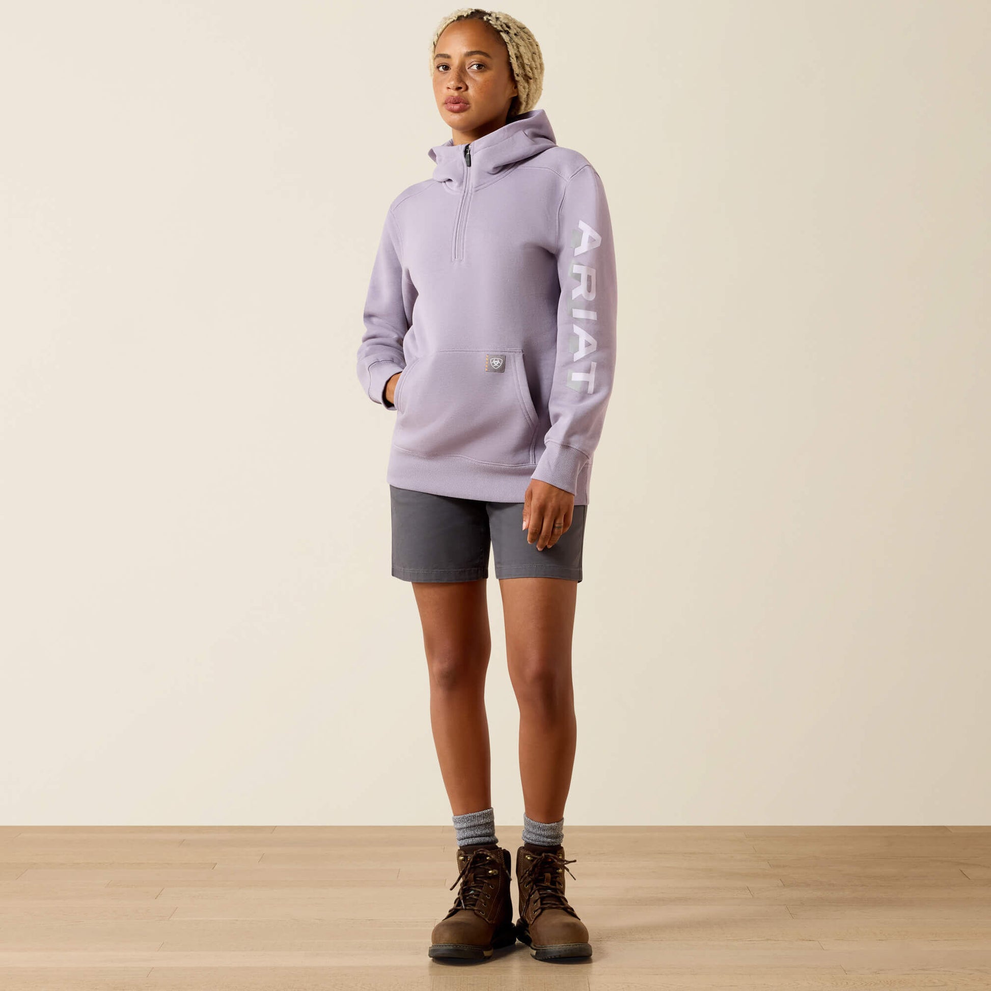 Ariat Women Rebar Lightweight Logo 1/2 Zip Hoodie