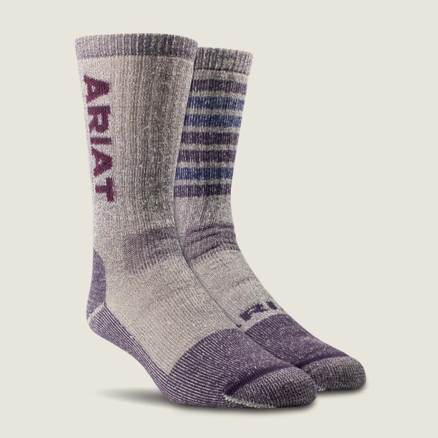 Ariat Women Midweight Merino Wool Blend Steel Toe Work Sock 2 Pair Multi Color Pack