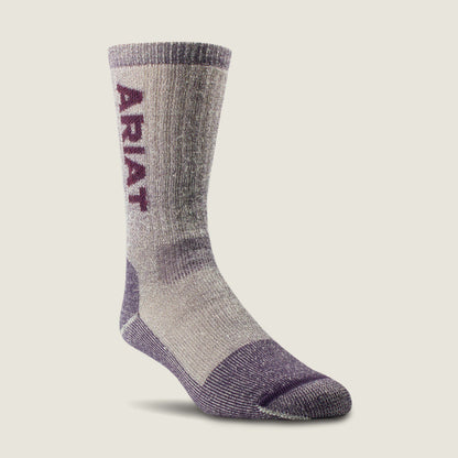 Ariat Women Midweight Merino Wool Blend Steel Toe Work Sock 2 Pair Multi Color Pack