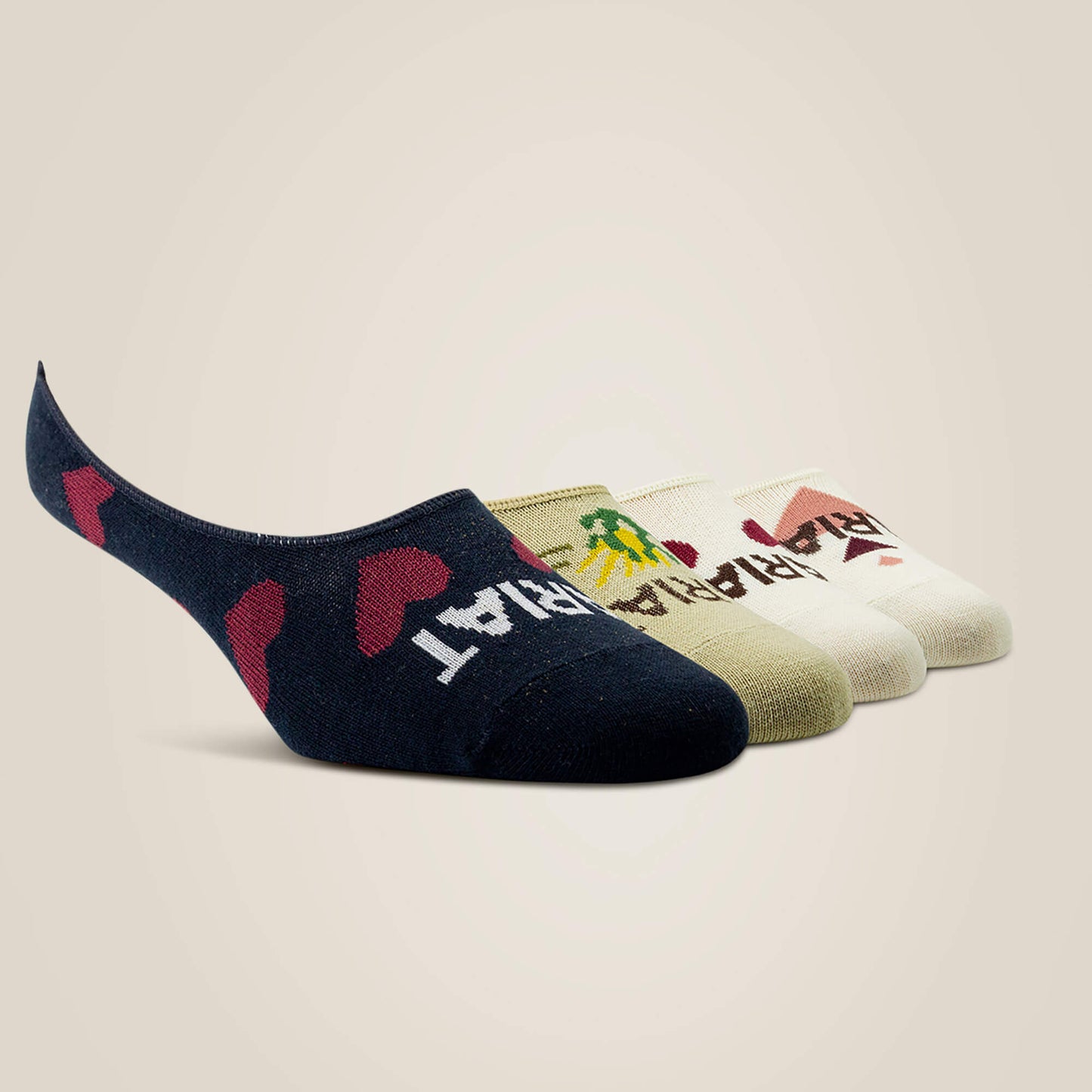 Ariat Women No Slip No Show Sock 2 Pair Multi Color Pack