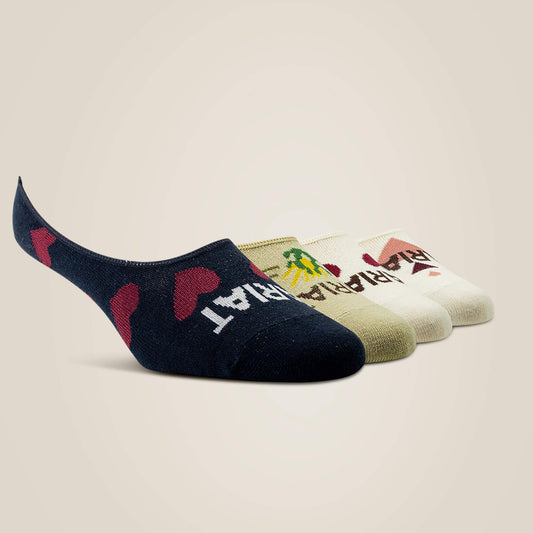 Ariat Women No Slip No Show Sock 2 Pair Multi Color Pack