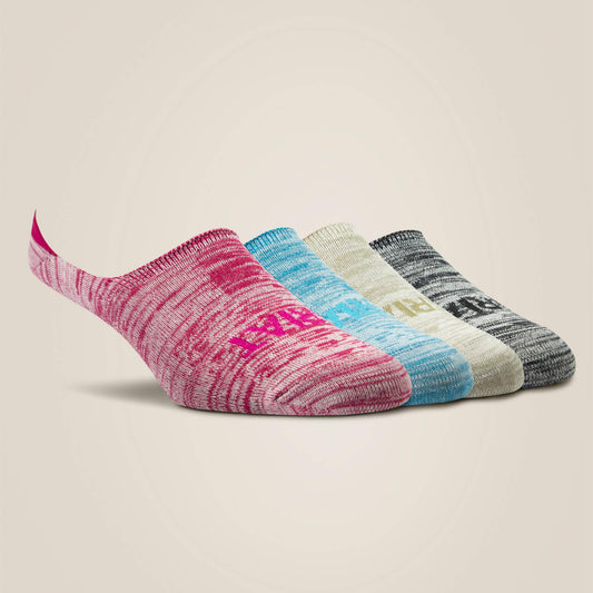 Ariat Women No Slip No Show Sock 4 Pair Multi Color Pack