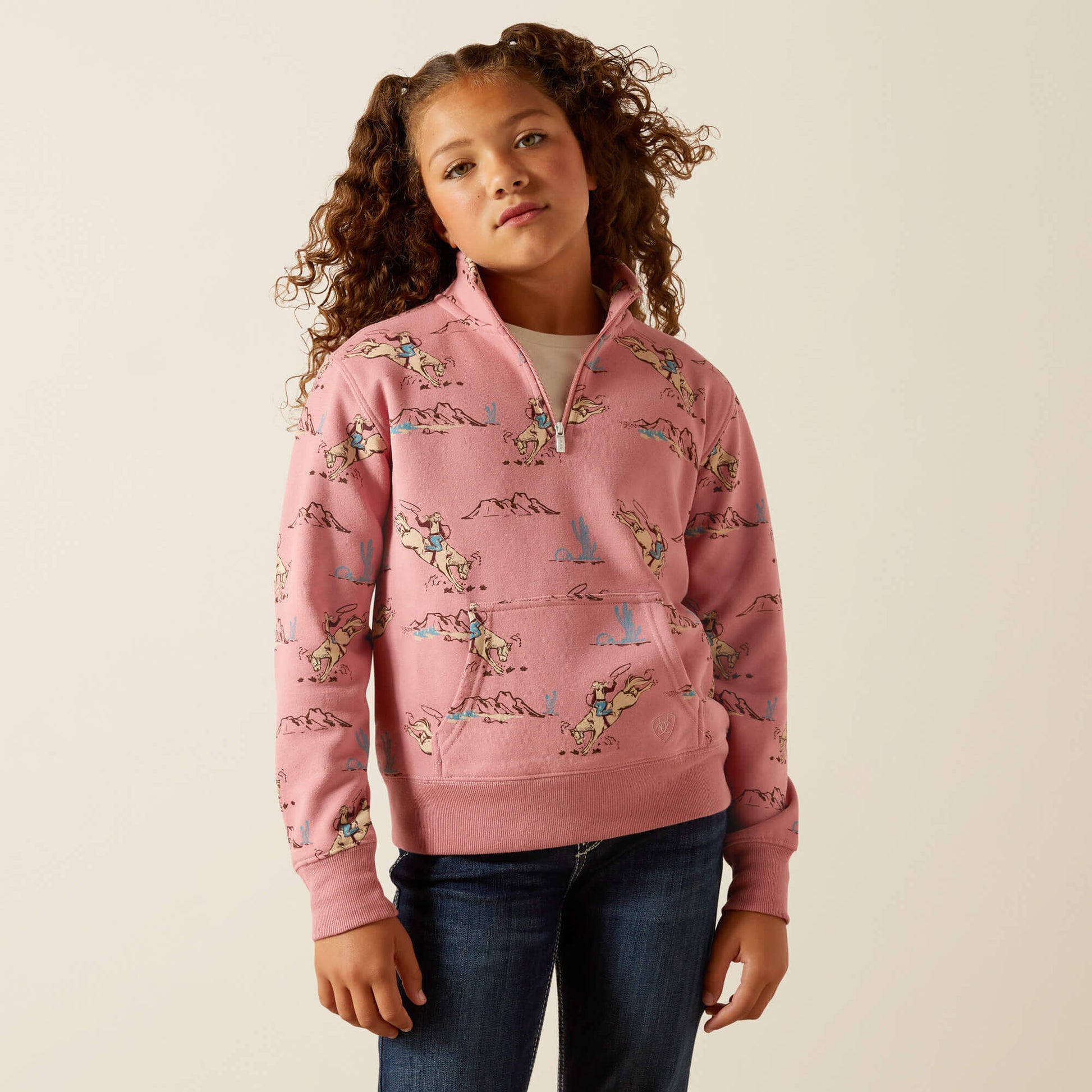 Ariat Kids Bronc Scene 1/4 Zip Sweatshirt