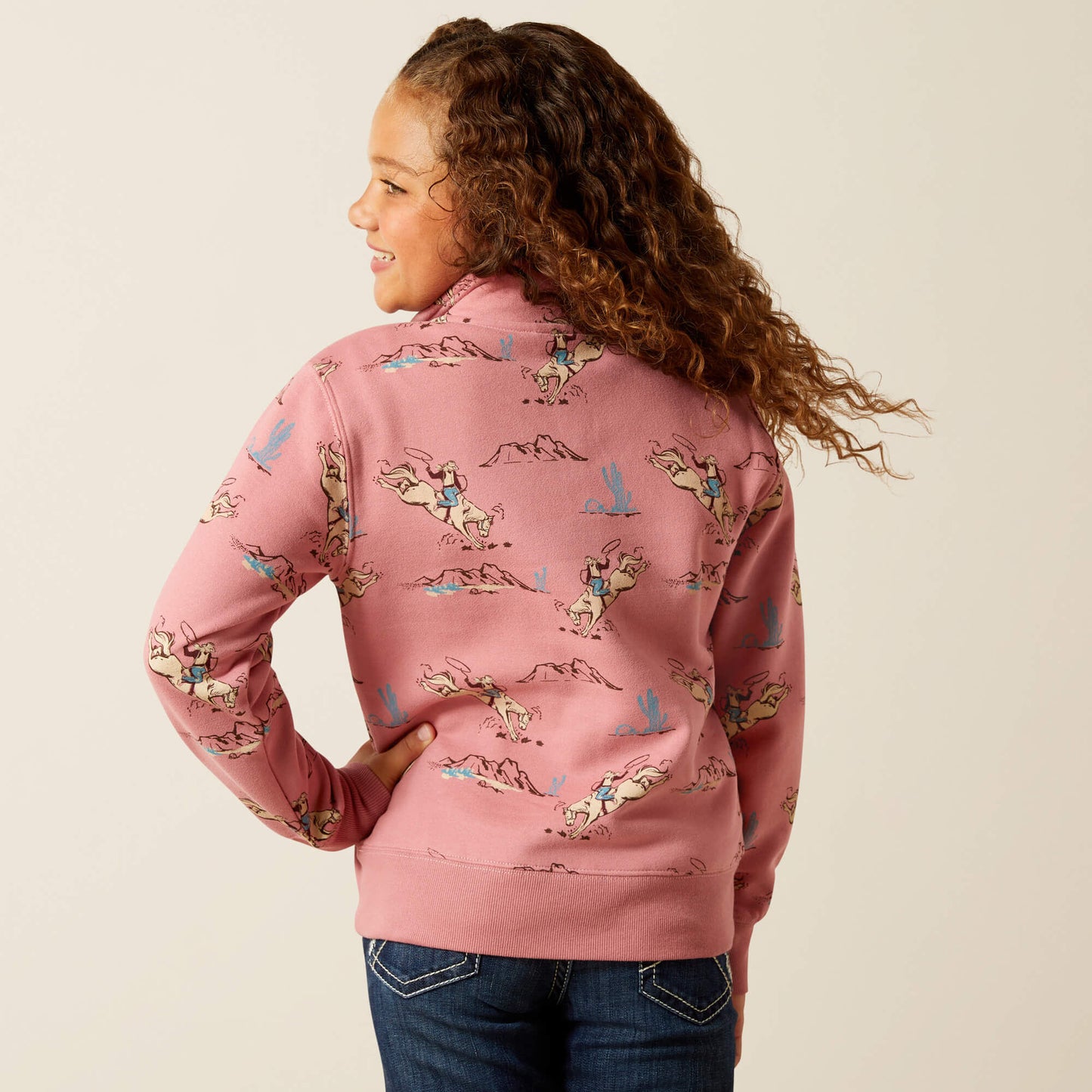 Ariat Kids Bronc Scene 1/4 Zip Sweatshirt