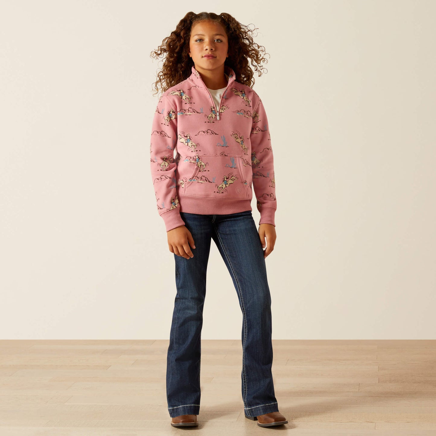 Ariat Kids Bronc Scene 1/4 Zip Sweatshirt