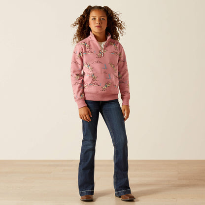 Ariat Kids Bronc Scene 1/4 Zip Sweatshirt