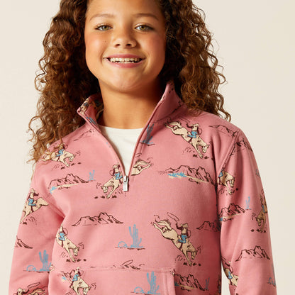 Ariat Kids Bronc Scene 1/4 Zip Sweatshirt