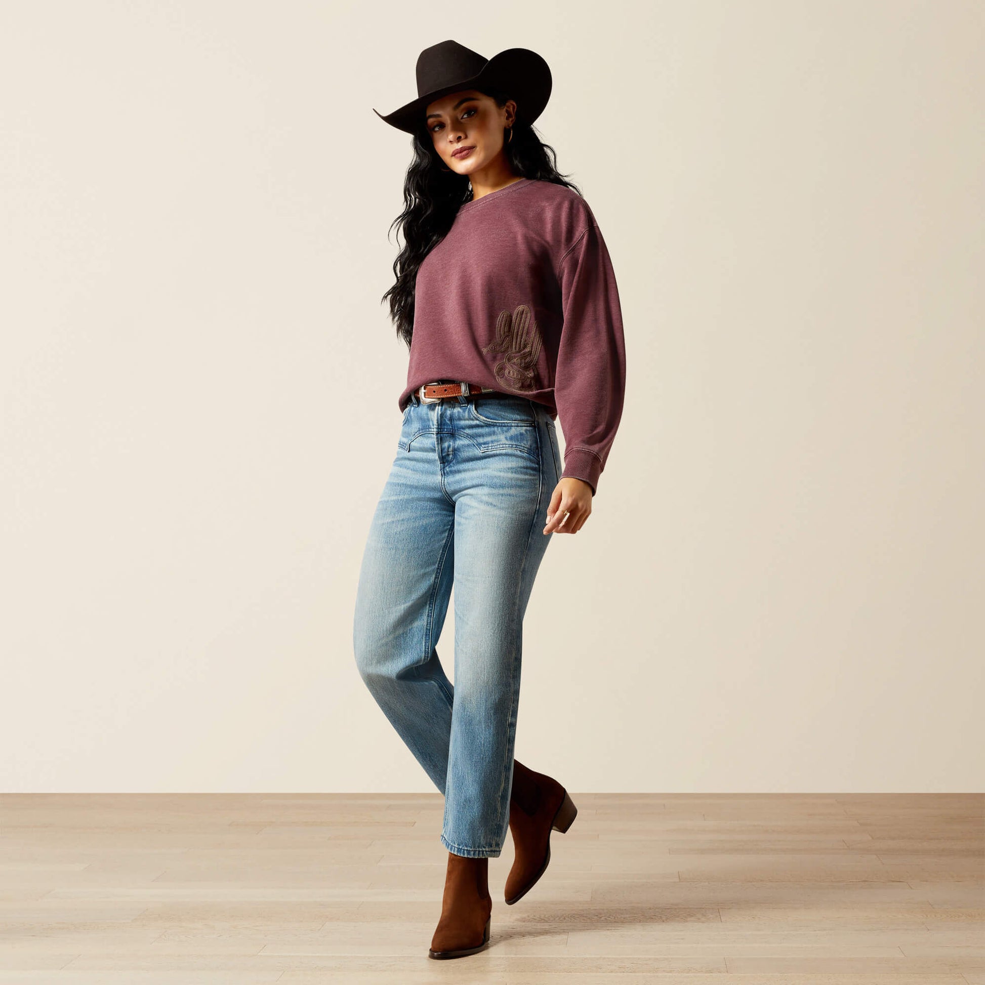 Ariat Trends Ultra High Rise Cheyenne Yoke Tomboy Straight Leg Jean